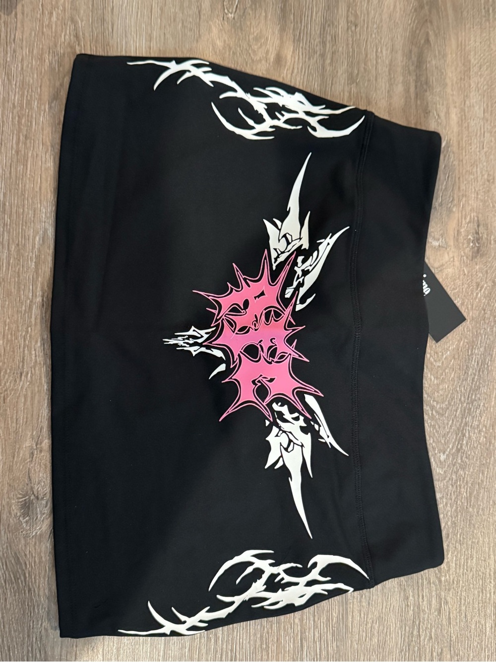 Black Mini Skirt with Pink & White Graphic Detail